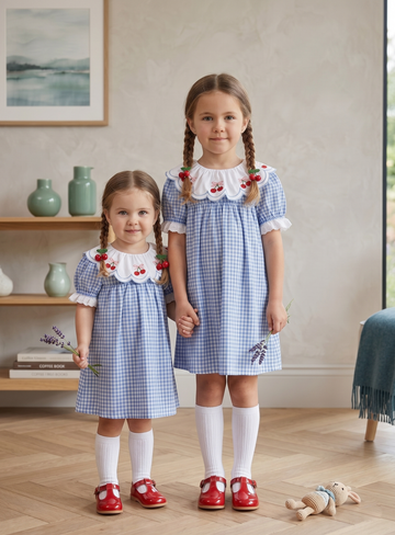 Daisy Motif Scallop Collar Linen Dress