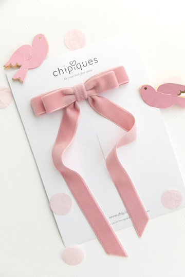 Candy Pink Velvet Ballerina Bow Clip