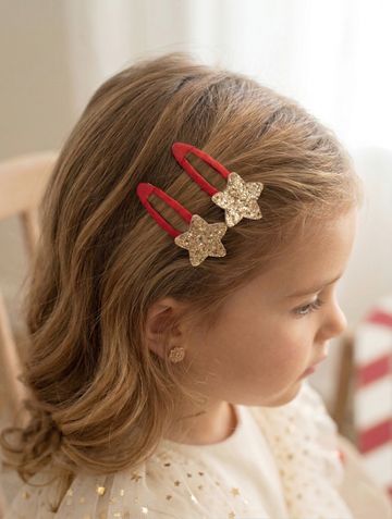 2-Pack Red Gold Star Glitter Snap Buckle