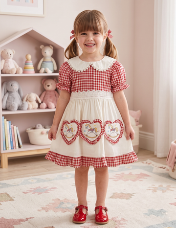 Daisy Motif Scallop Collar Linen Dress