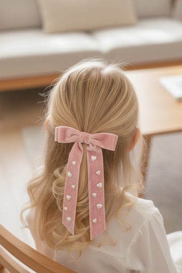 Candy Pink Velvet Ballerina Bow Clip