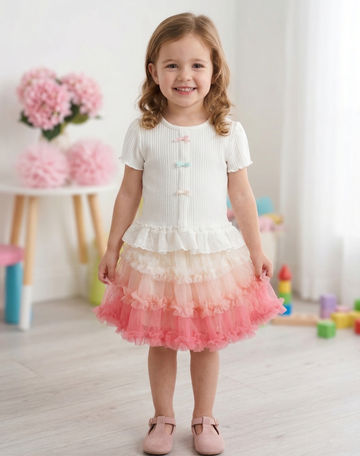 Daisy Motif Scallop Collar Linen Dress