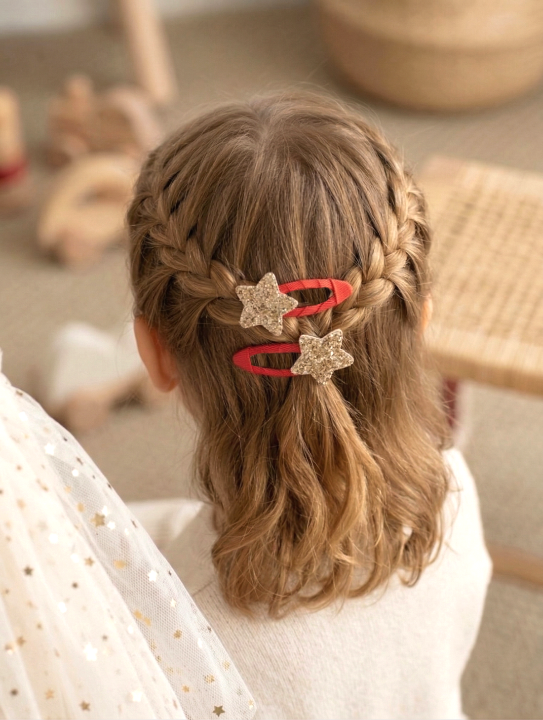 2-Pack Red Gold Star Glitter Snap Buckle