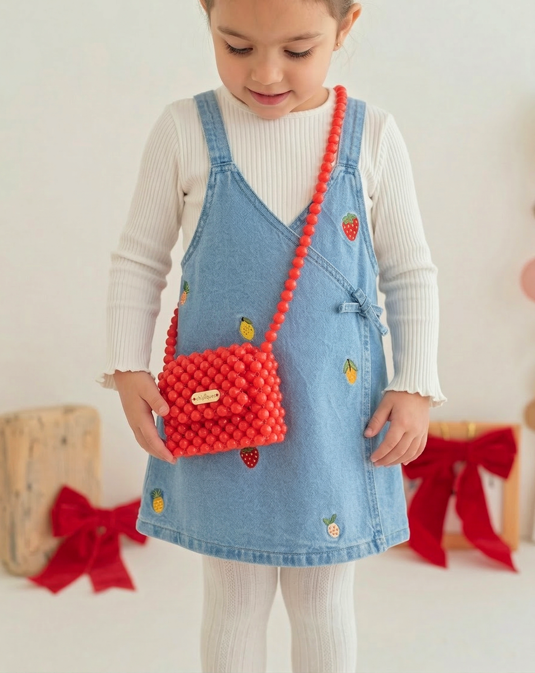 Hand Knitted Flap Mini Pastel Beaded Shoulder Bag