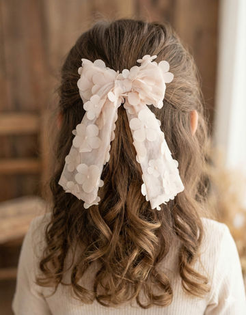 3D Floral Organza Ballerina Bow Clip