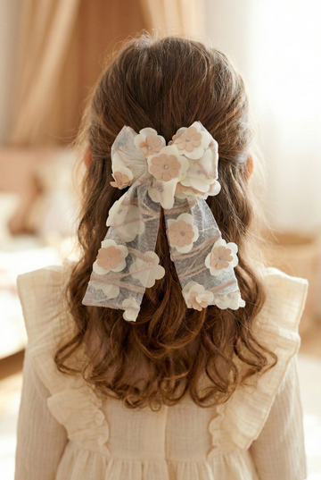 3D Floral Organza Ballerina Bow Clip
