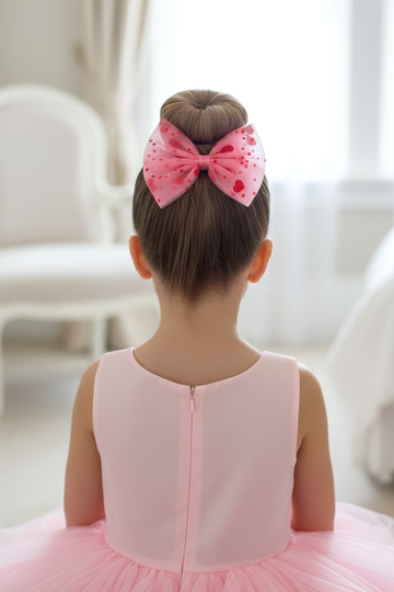 Kalp Desenli Pembe Tül Fiyonk Cocuk&Bebek