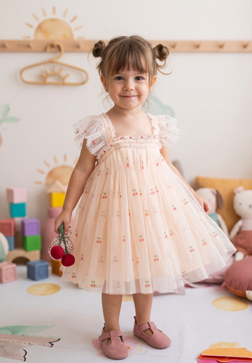 Daisy Motif Scallop Collar Linen Dress