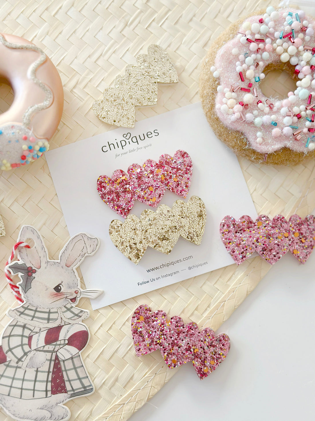 Set of 2 Gold Glitter Snap Buckles