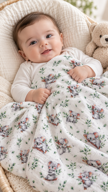 Blue Mini Flower 120*120 Double Layer Muslin Blanket