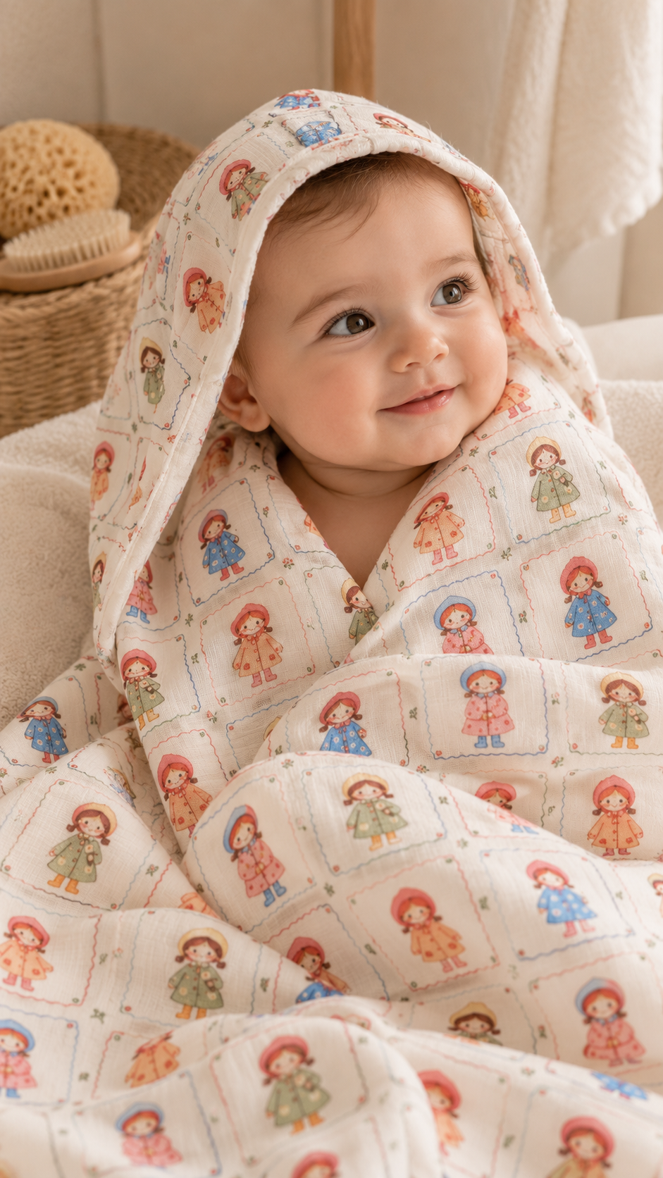 Mini Pastel Floral Print Muslin Blanket - With Free Muslin Cloth