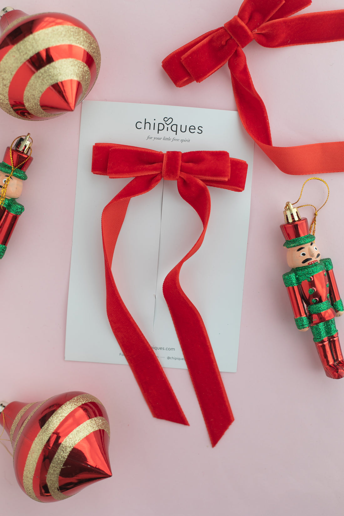 Kırmızı Kadife Balerin Fiyonk Klips