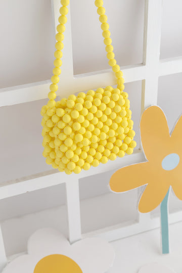 Hand Knitted Heart Motif Pastel Beaded Shoulder Bag