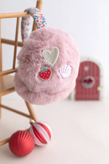 Liberty Kumaş Detaylı Kürk Pompom Kulaklık – Yumuşacık Peluş