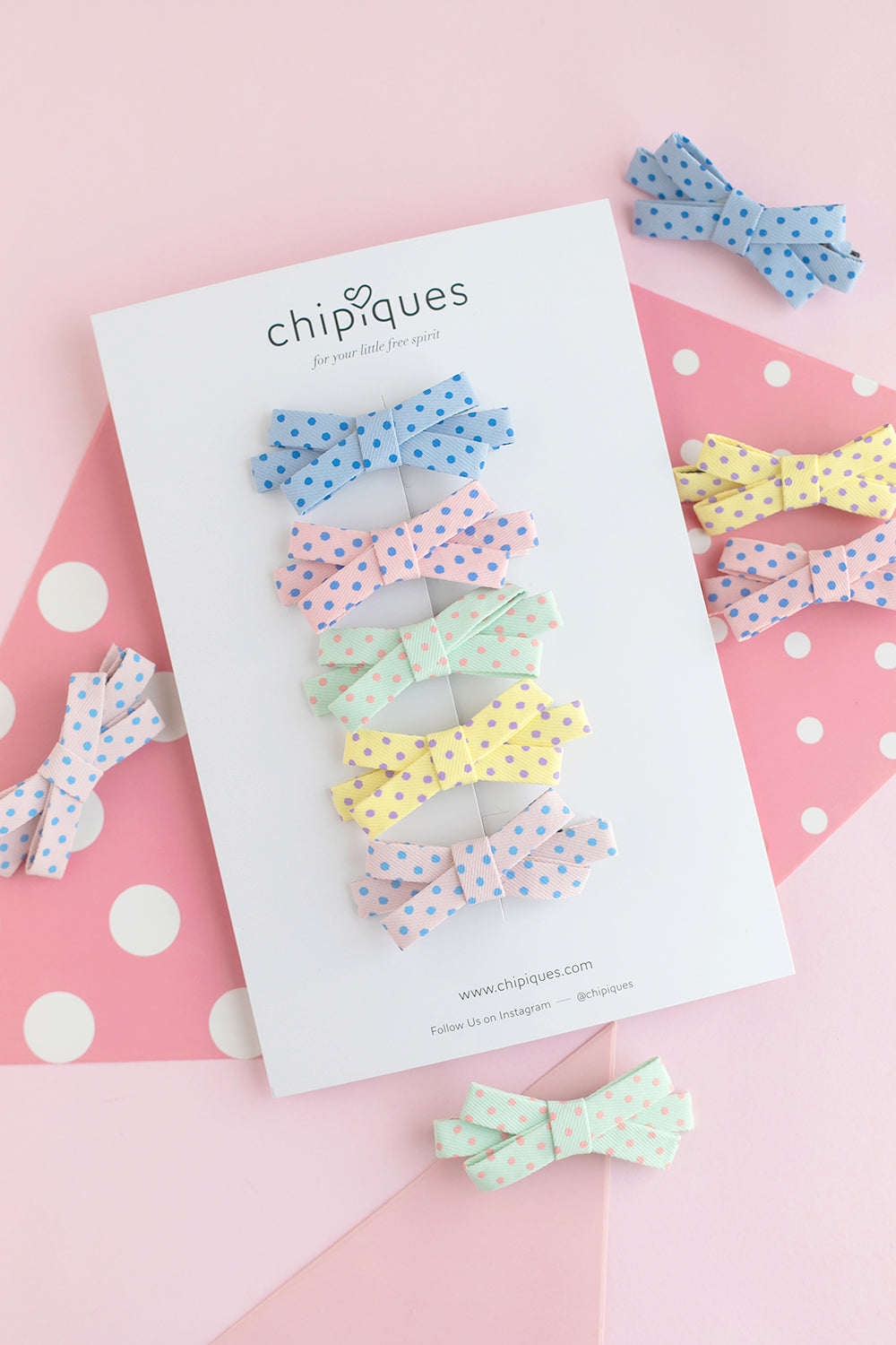 5’li Mini Puantiyeli Pastel Klips Toka Seti