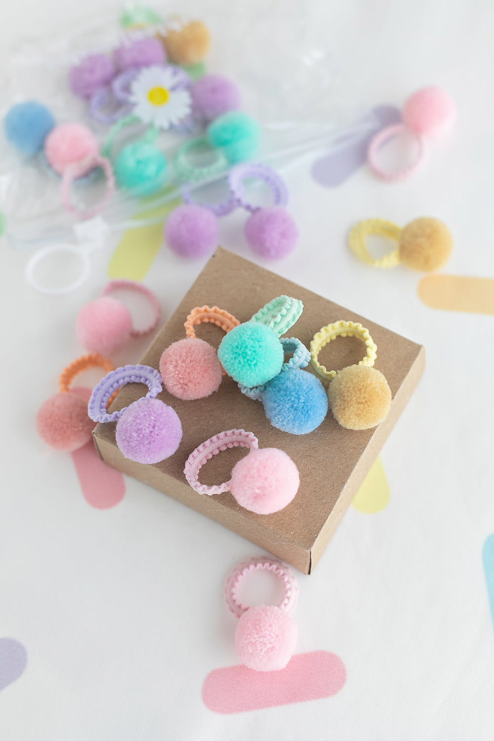 50's Pastel Colored Mini Elastic Hair Bands