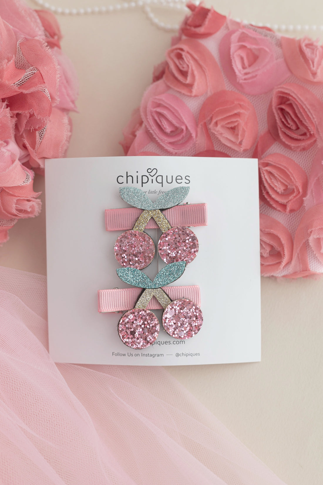 2'li Rose Peme Glitter Kiraz Klips Toka Seti