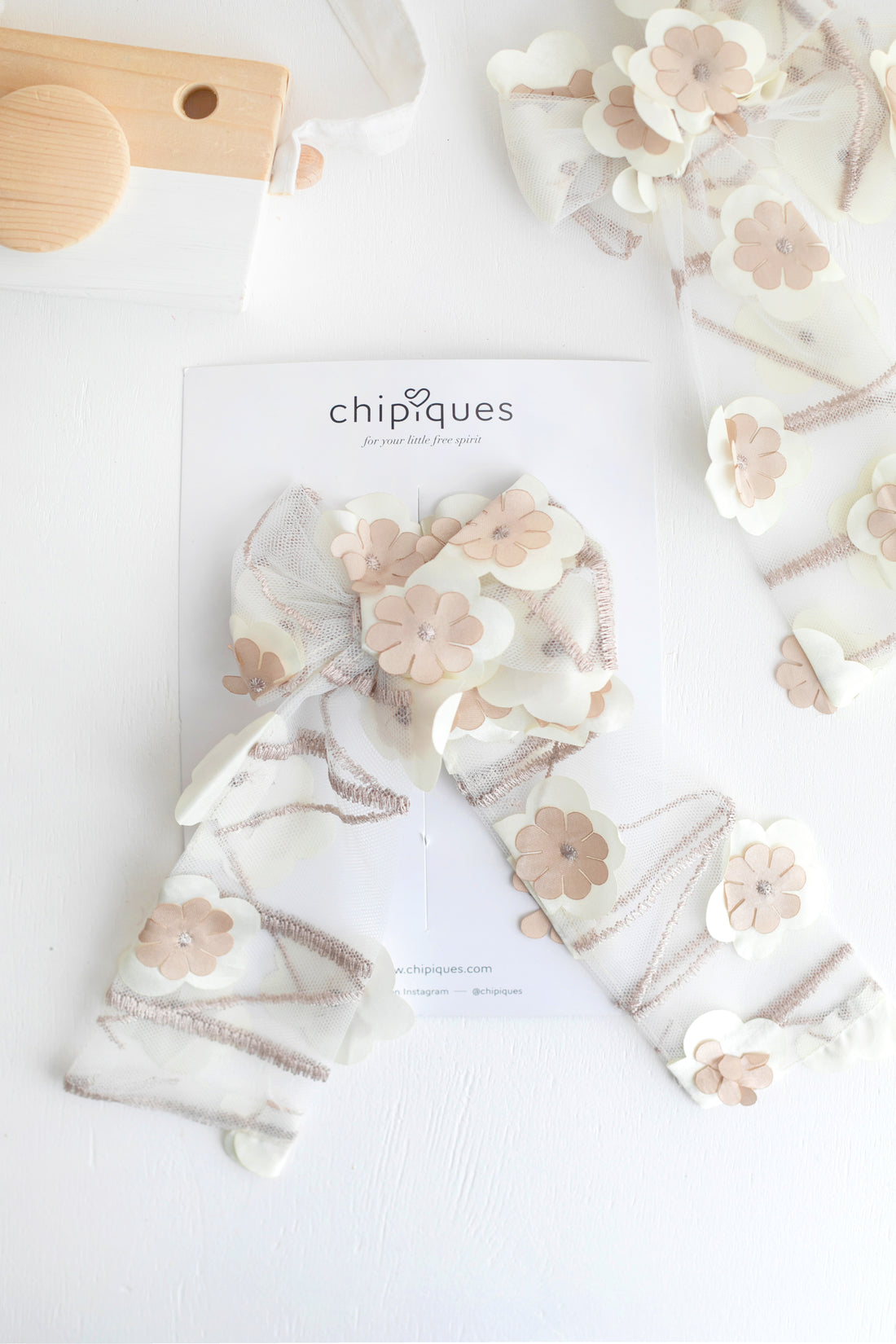 3D Floral Organza Ballerina Bow Clip