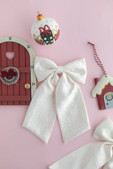 Ekru Nopeli Dupont Saten Kuyruklu Balerin Fiyonk - Otomatik Klips