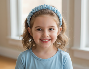 Gumus Rengi Mini Payet islemeli Buz Mavisi Büzgülü Denim Taç Cocuk ve Yetiskin