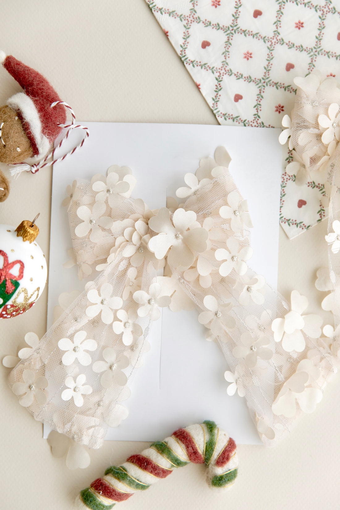 3D Floral Organza Ballerina Bow Clip